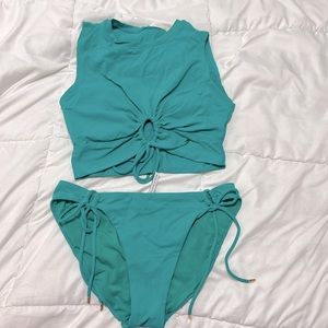 robin piccone two piece swimsuit. Top Small & bottom small Color is Ocean
